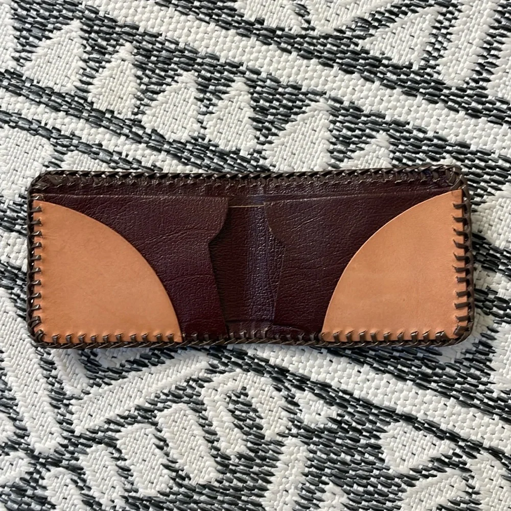 VTG Hand-Stitched Leather Wallet with Horse/Floral Pattern